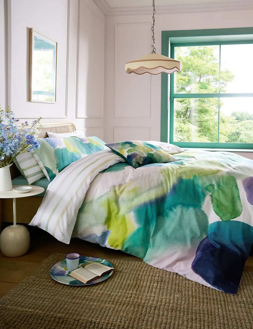 Bluebellgray Pure Cotton Sateen Lochaber Bedding Set Green Mix