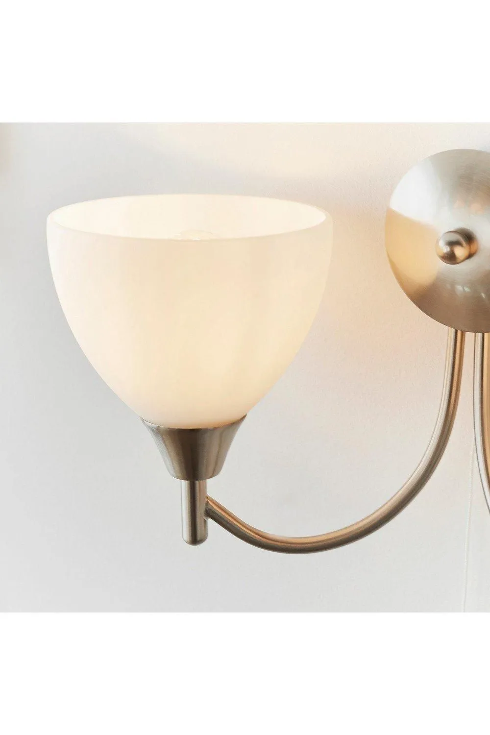 Netlighting Alton 2 Light Indoor Wall Light Satin Chrome with Matt Opal Glass E14 in Grey 5