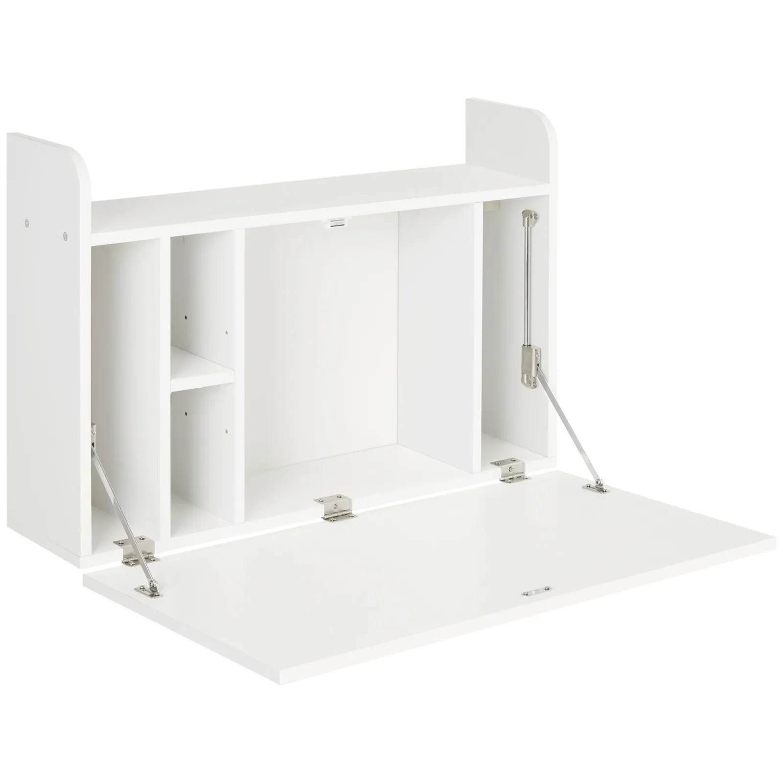 HOMCOM Wall Mounted Table Drop Leaf Floating Laptop Desk with Storage in White 2