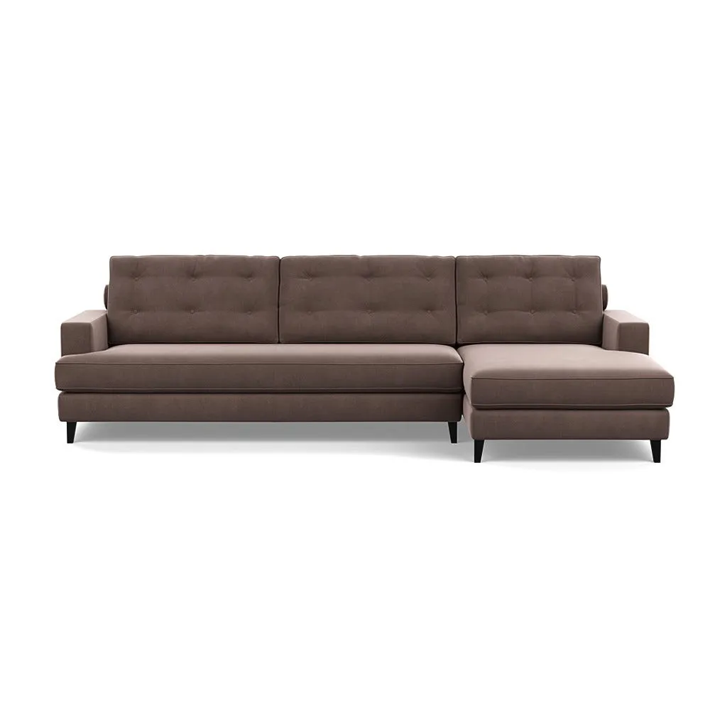 Heal's Mistral Right Hand Facing Corner Sofa Smart Velvet Mouse Black Feet 1