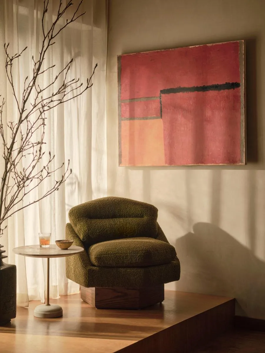 Mila Armchair, Boucle Jacquard, Olive