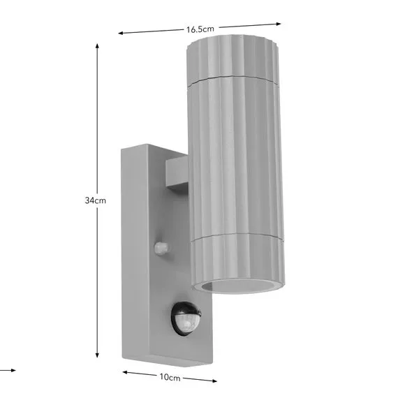 Georgi Ribbed 2 Light PIR Outdoor Wall Light 6