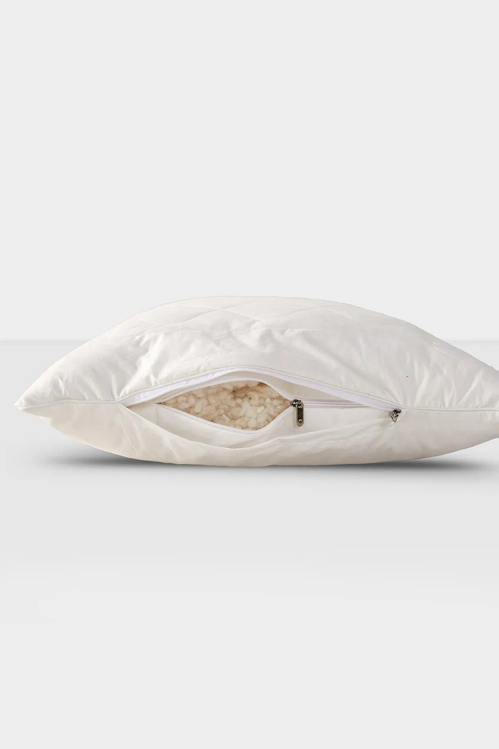 Homescapes Premium Wool King Size Pillow with Quilted Case, 19 x 35" in White 4