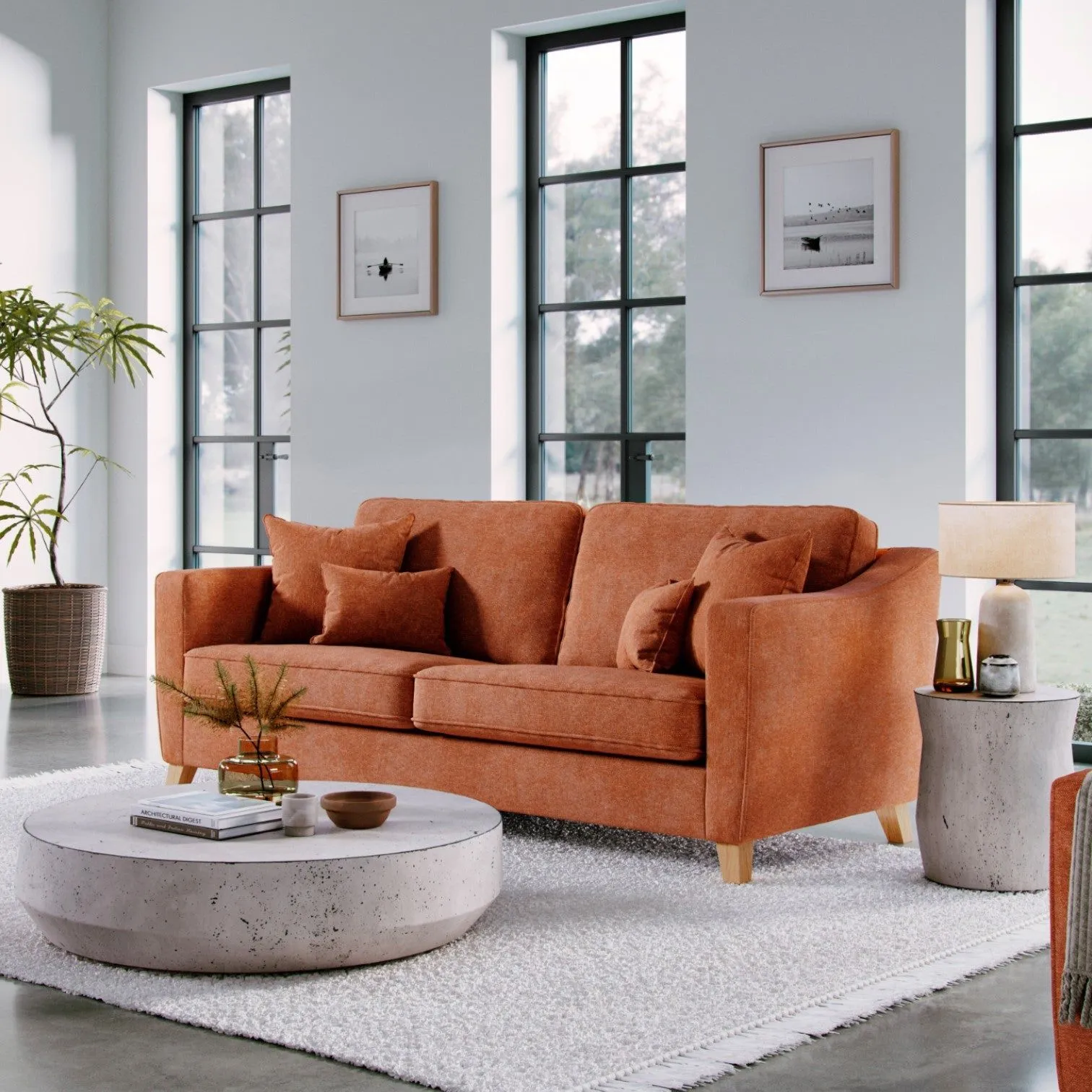 The Great Sofa Company Jackson 4 Seater Chenille Sofa in Terracotta 1