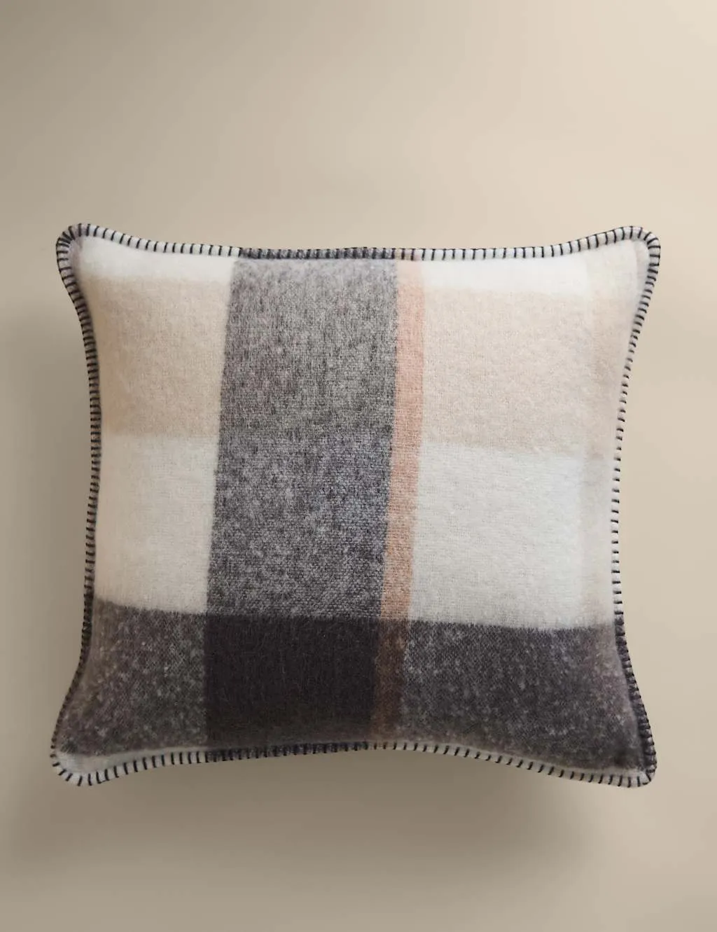 M&S Brushed Mohair Cushion Neutral