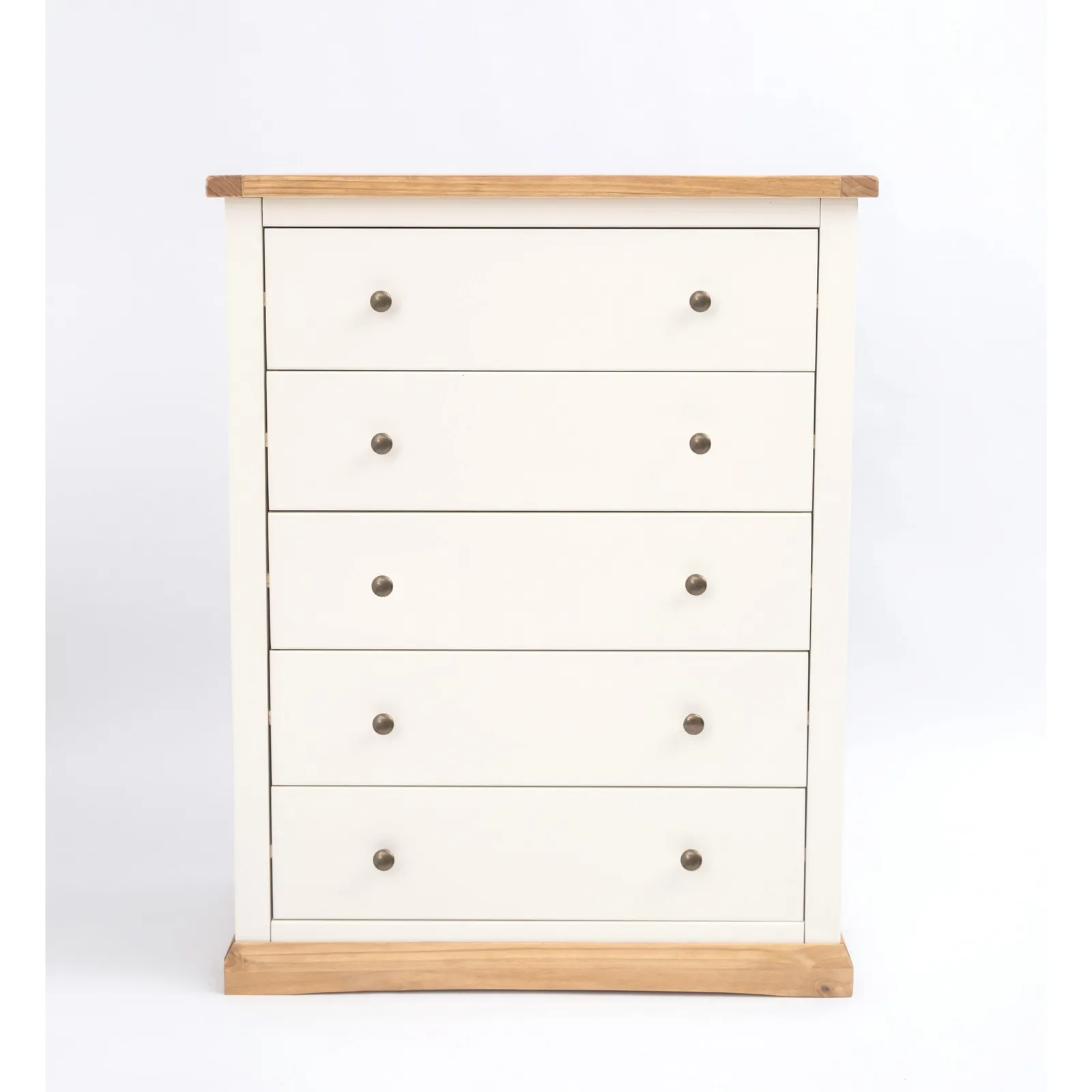 Cabinet Bits Trevi 5 Drawer Chest of Drawers Brass Knob in Off-White