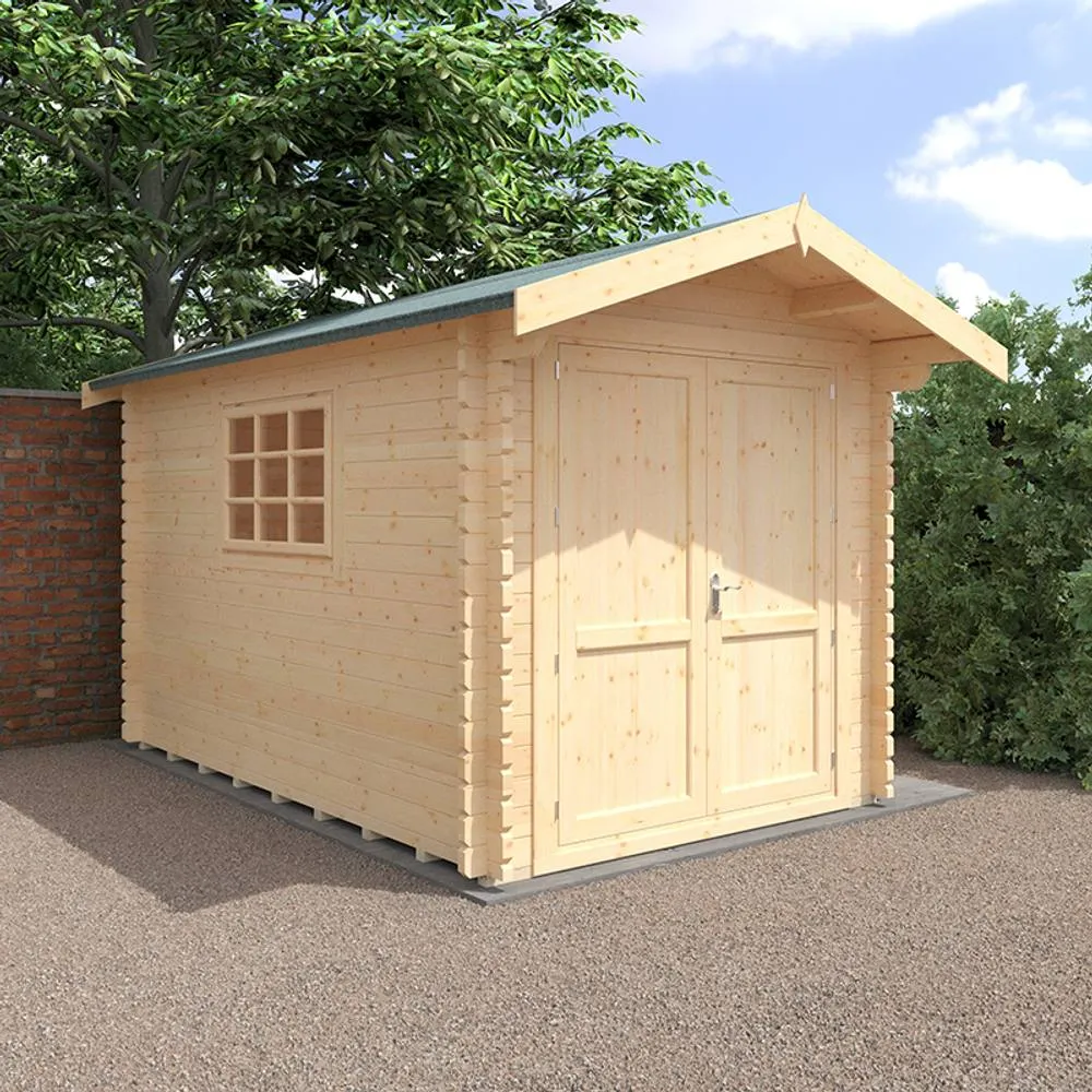 Buttercup Farm 12x8w The Marlborough Plus 44mm Cabin - L355 x W235 x H251.3 cm in Natural 2