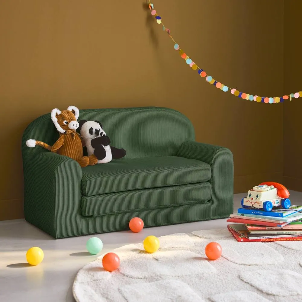 sweeek Foldable children's sofa bed corduroy in Khaki