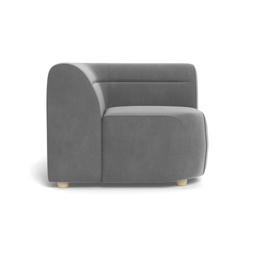 Heal's Lilli Connecting Corner Unit Smart Velvet Mercury Natural Beech Feet 1
