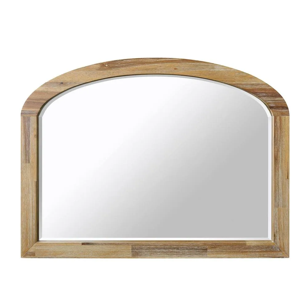 Statement Furniture Florence Overmantle Arched Wall Mirror with Wooden Frame 100x75cm in Brown