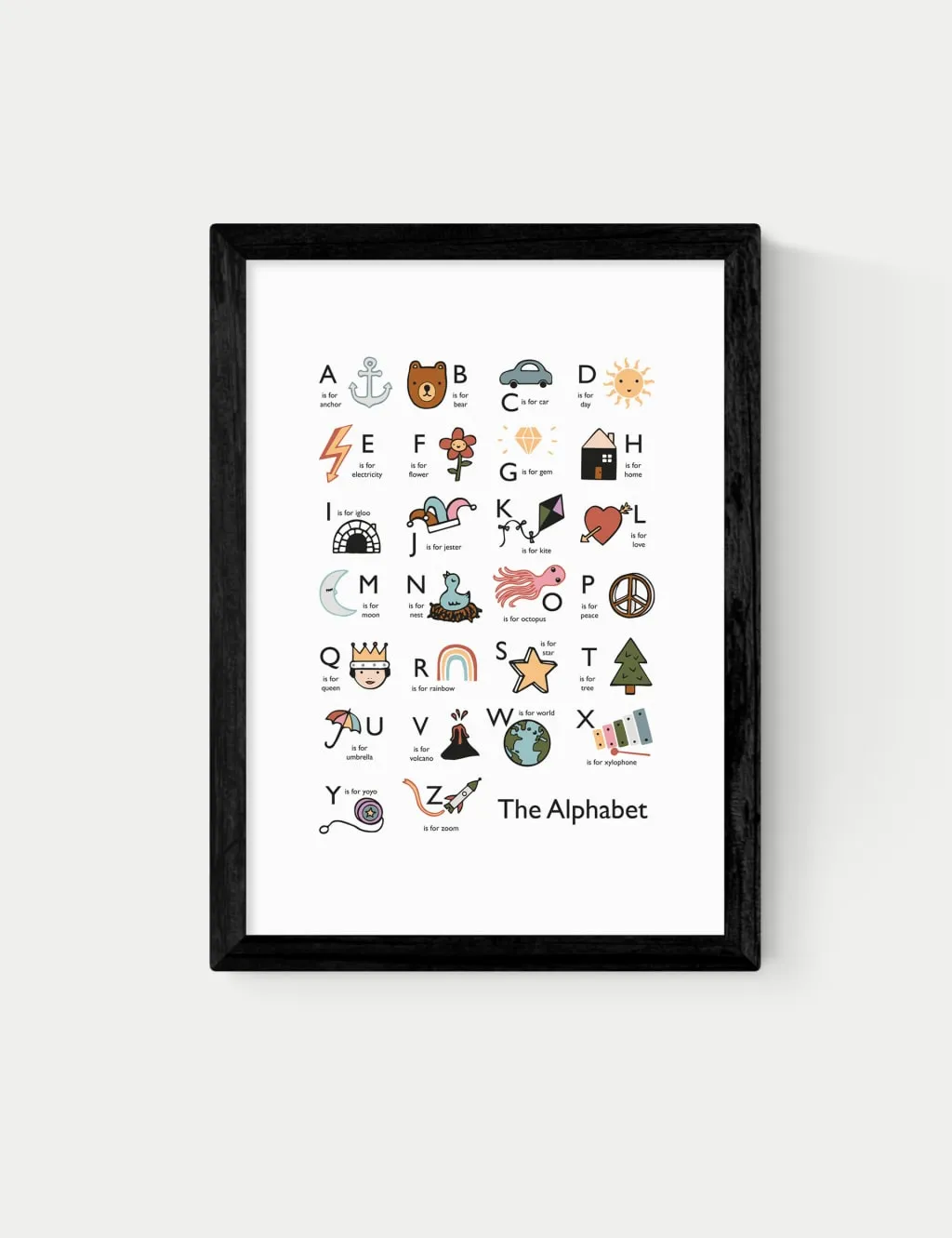 East End Prints Alphabet In White Framed Art Black