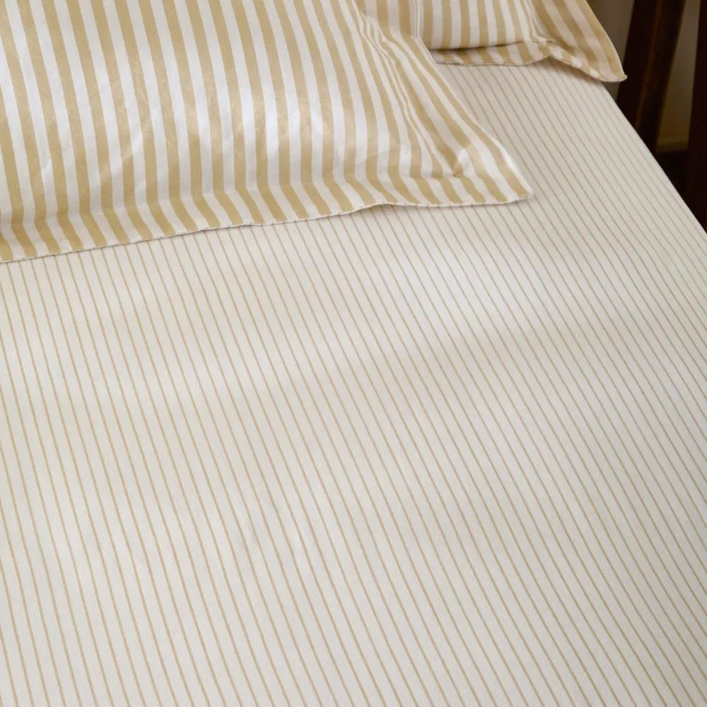 Yard Hebden Narrow Stripe 100% Cotton Fitted Sheet in Yellow 2