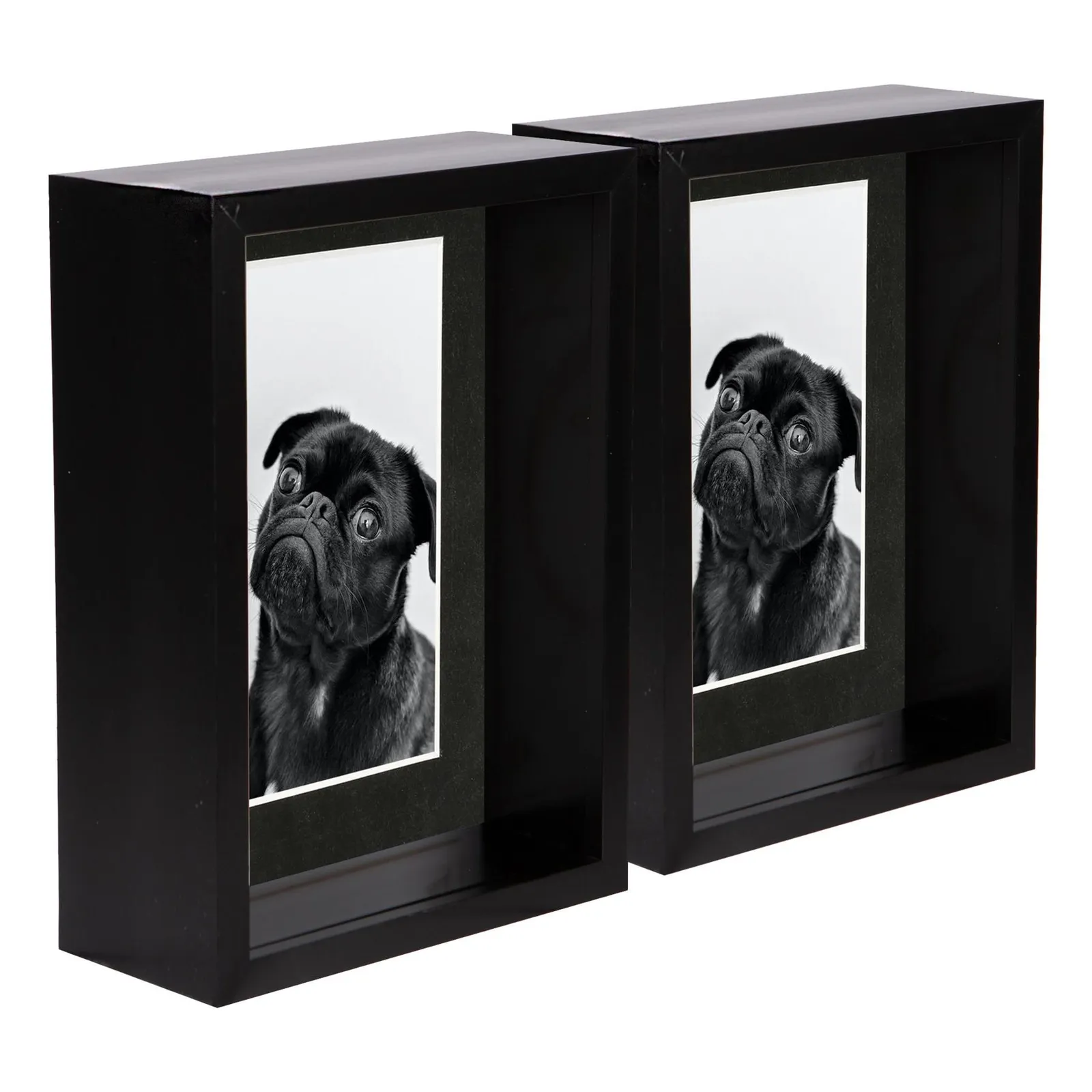 Nicola Spring 5" x 7" 3D Deep Box Photo Frames - 4" x 6" Mount - Black - Pack of 5 1