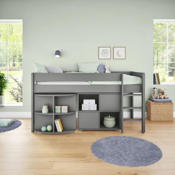 Uno Midsleeper With Pull Out Desk And Cube Unit Pine 2