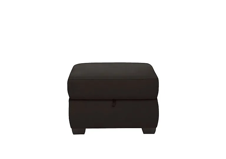 Optimus Leather Storage Footstool - Dark Chocolate