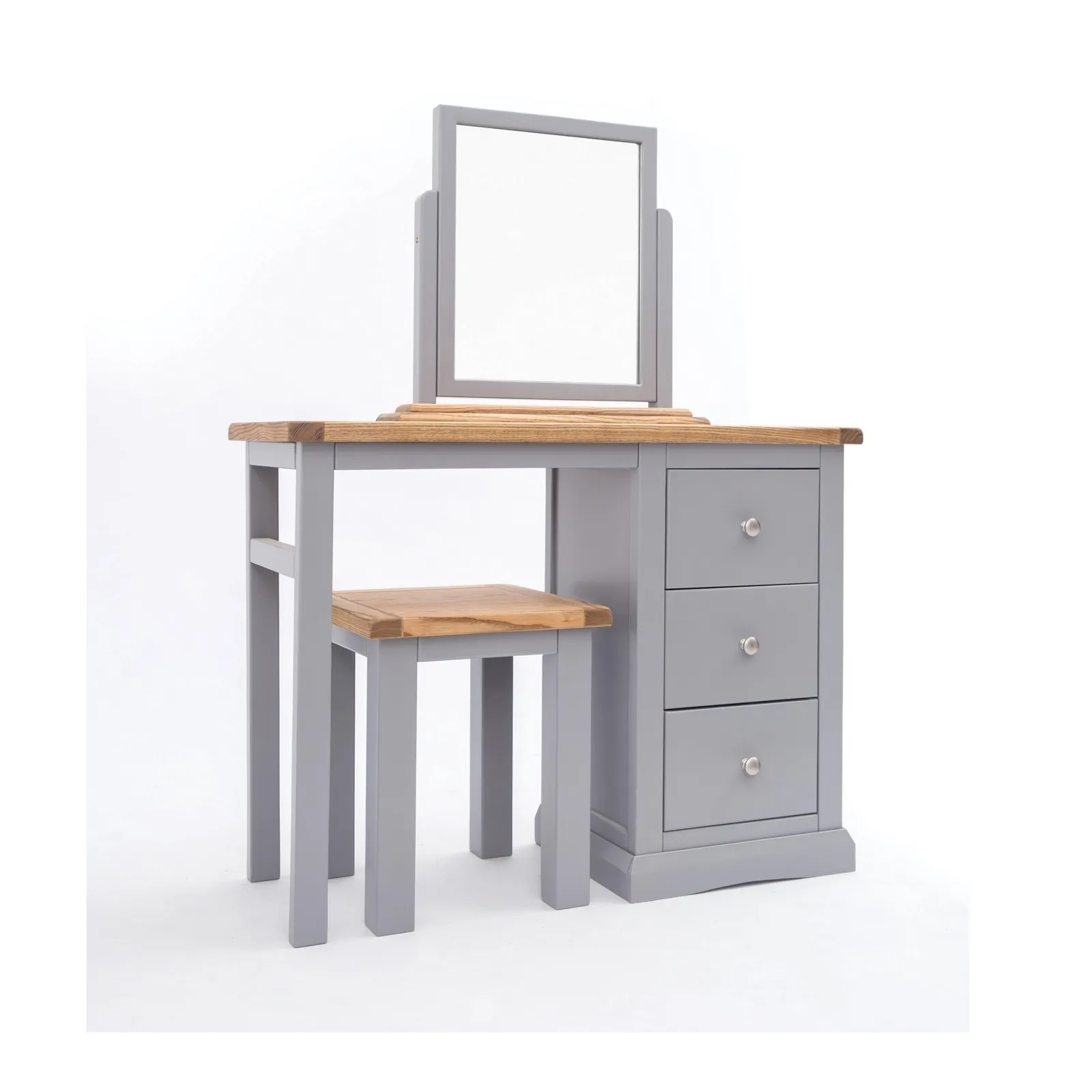 Cabinet Bits Rocca 3 Drawer Dressing Table Set Chrome Knob in Grey 2