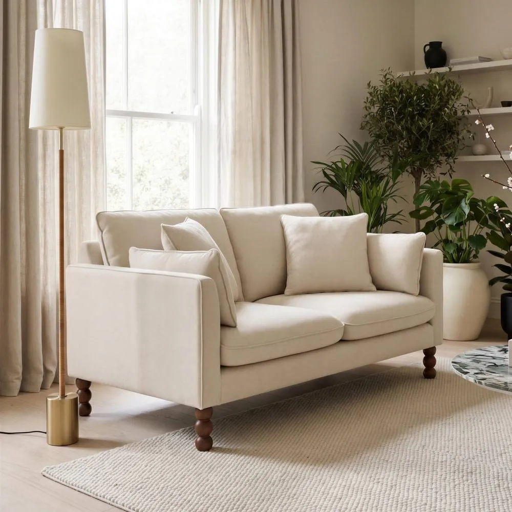 FurnitureboxUK Monroe Chenille Fabric 2 Seater Sofa in Beige