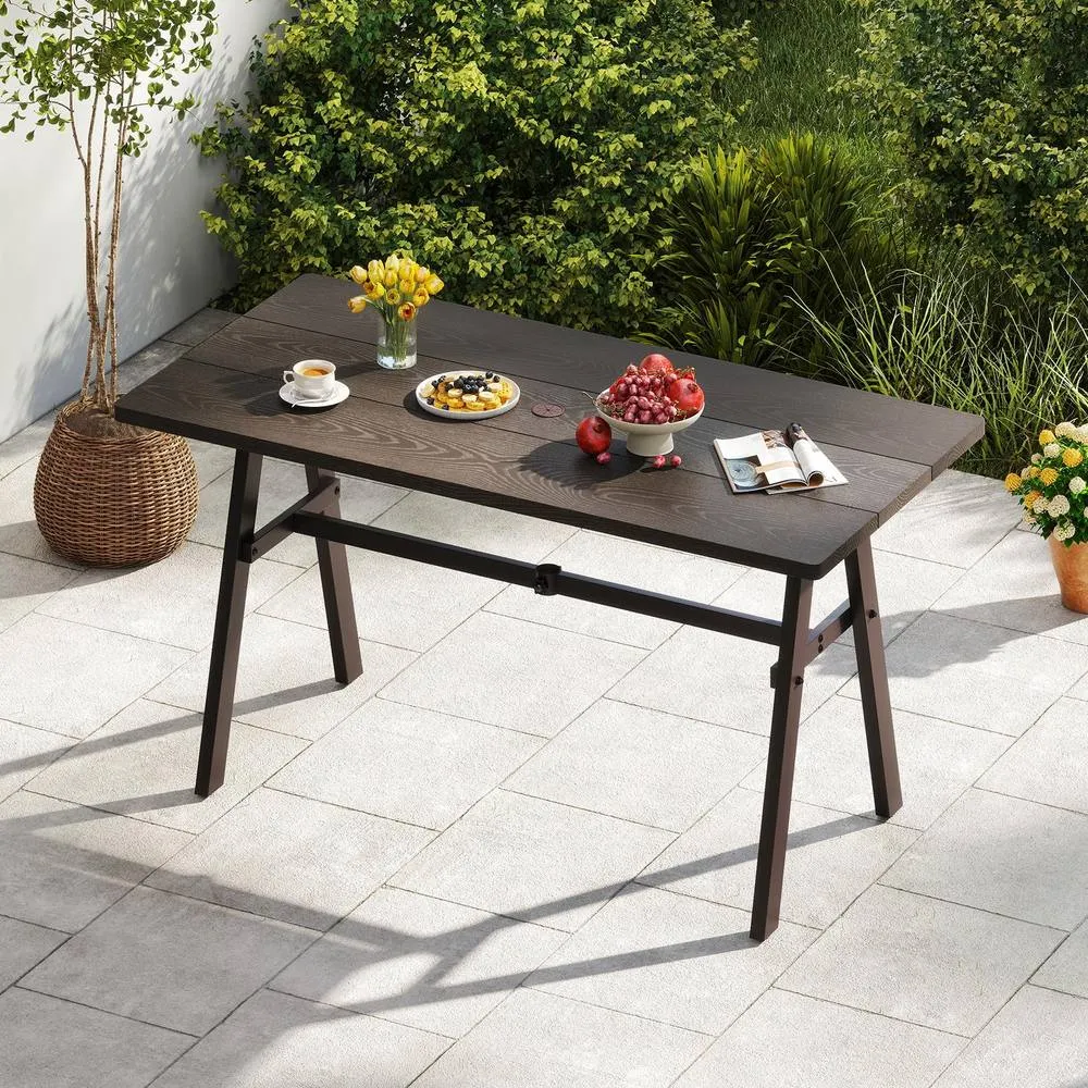 Costway Outdoor Patio Table with 350 Pounds Capacity for Garden in Brown 4