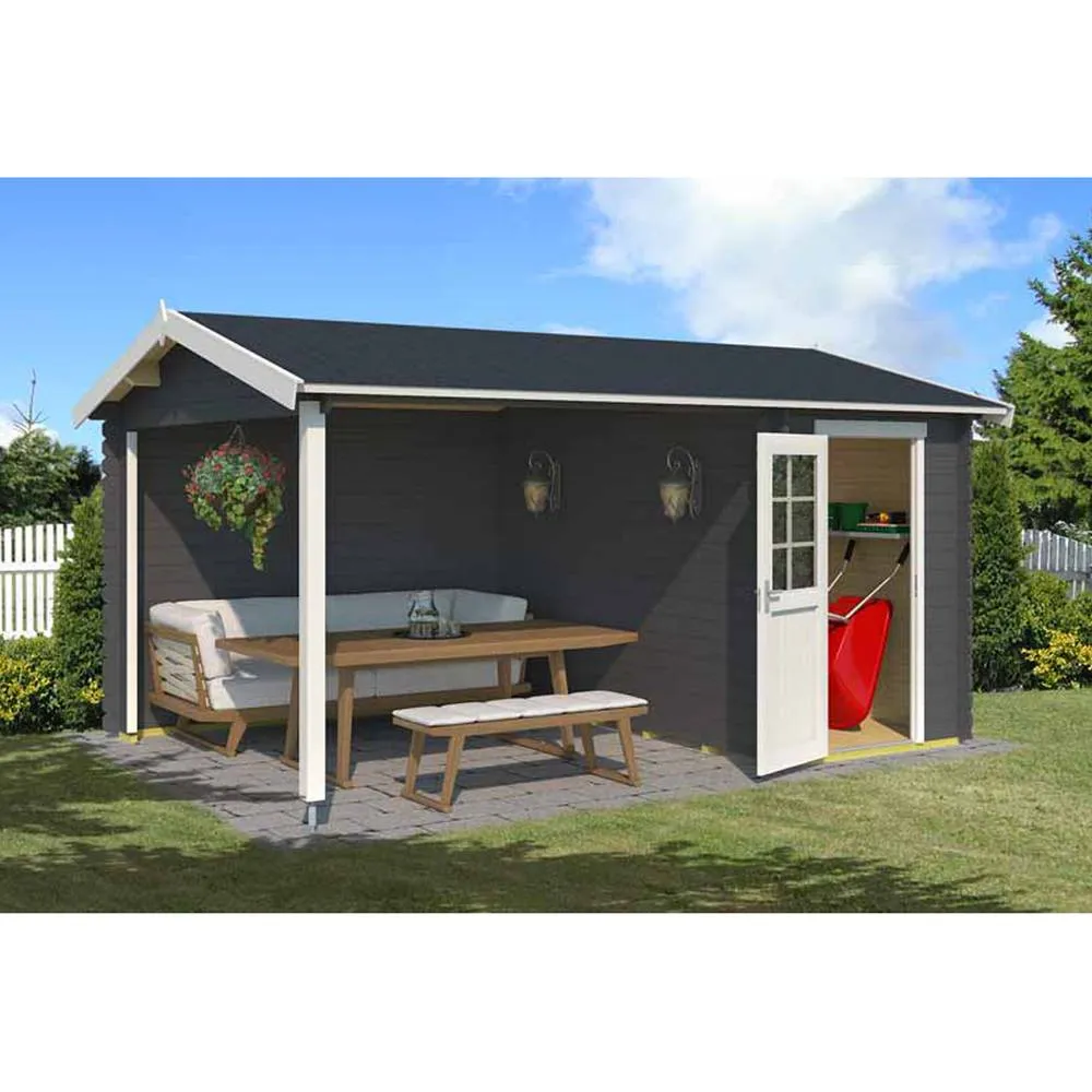 Lasita Maja Ltd Wibo 300-Log Cabin, Garden Room, Home Office - L465xW337.8xH245.1 cm in Light Tan 3