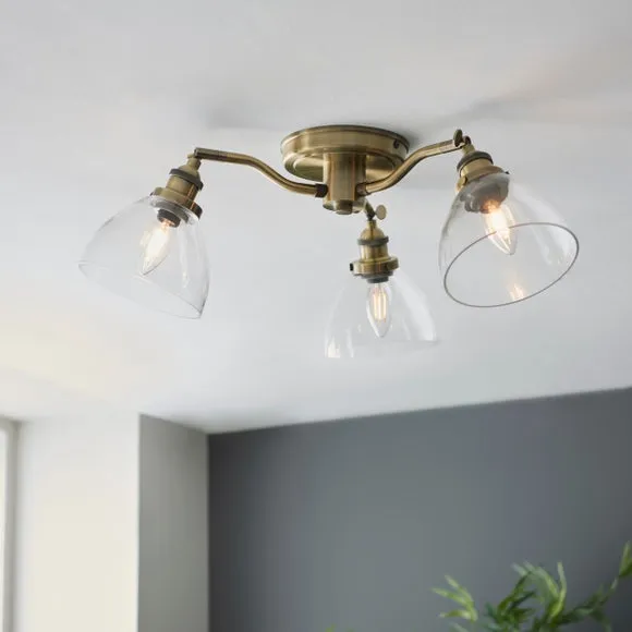 Vogue Tobermory Industrial 3 Light Adjustable Semi Flush Ceiling Light