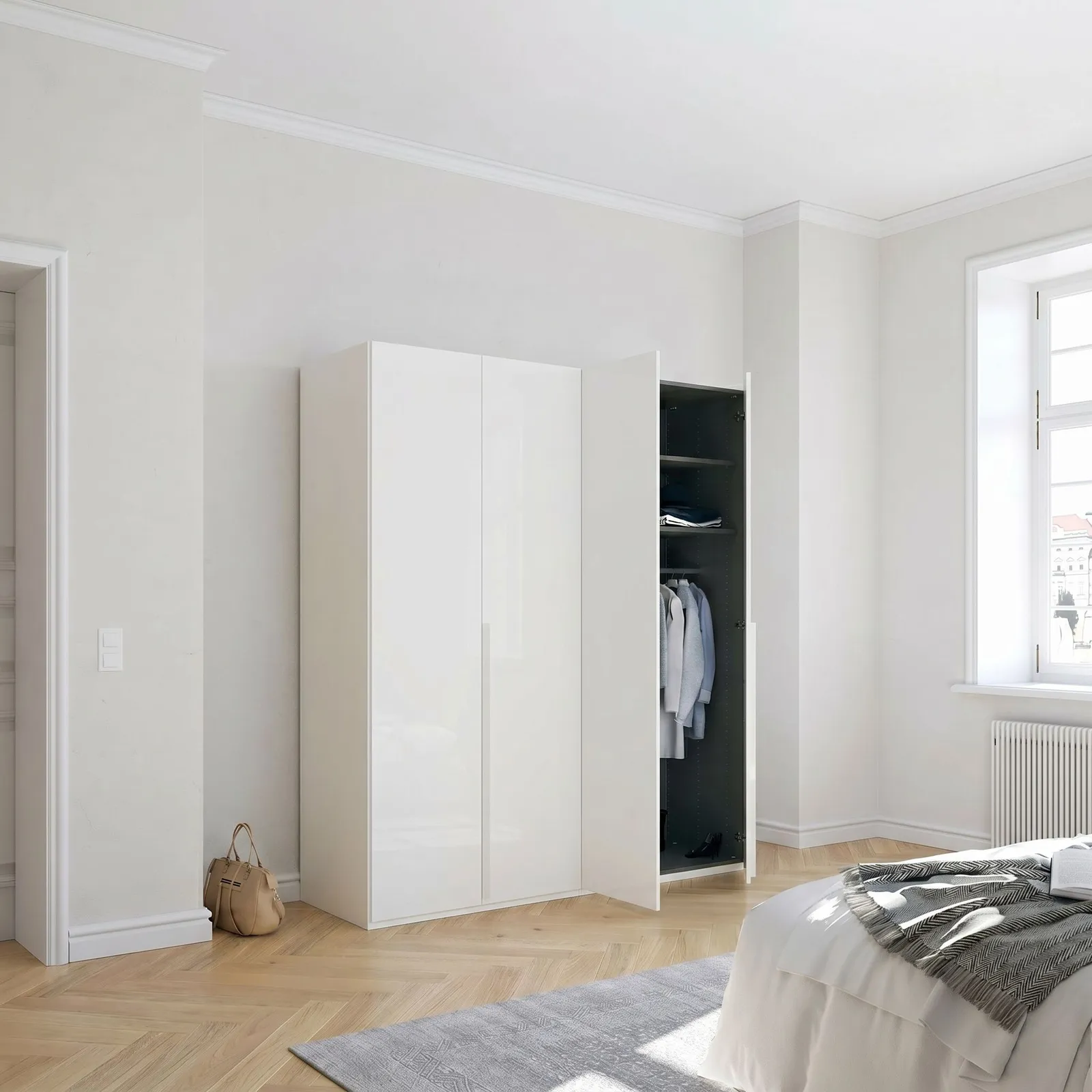 Frans 4 Door Wardrobe 201Cm, White Wood | Barker & Stonehouse 4