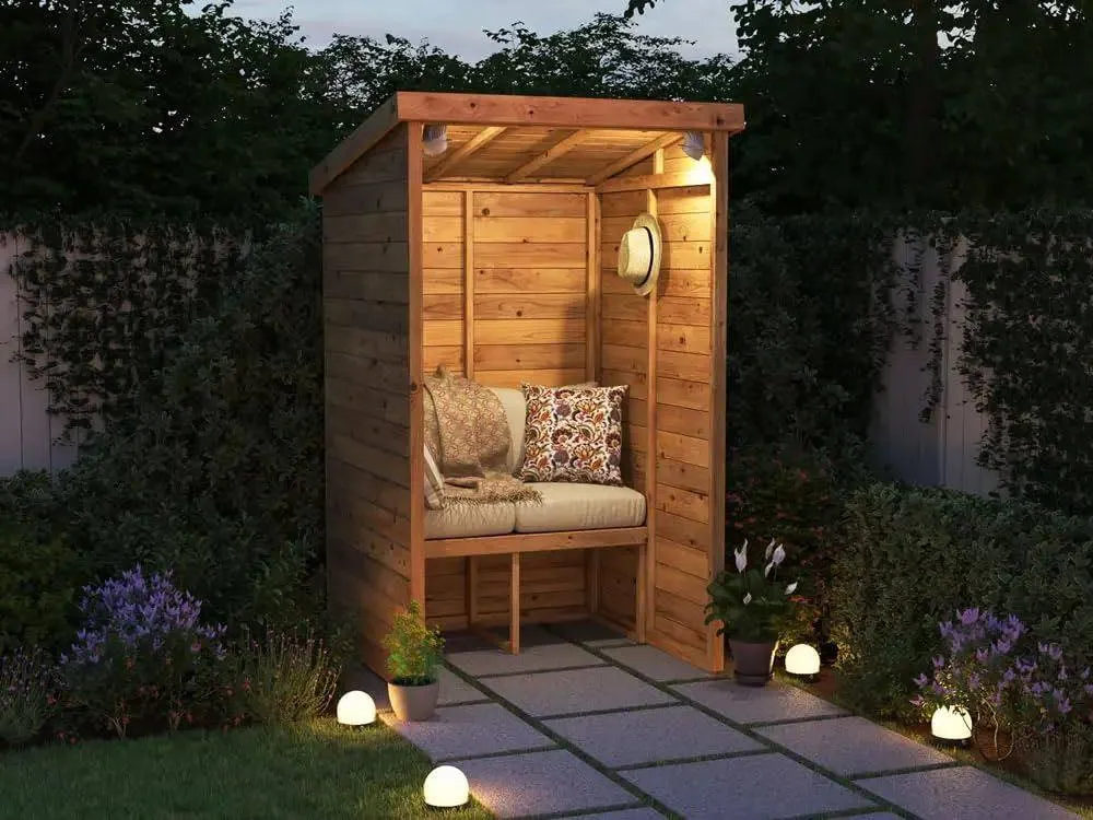 Dunster House Wooden Garden Arbour With Pent Roof, W1.2m x D1.2m / W4' x D4' in Brown 2
