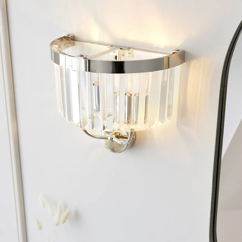 Netlighting Ascoli Wall Lamp Bright Nickel Plate & Clear Cut Glass 2 x 6W LED E14 in Grey 4