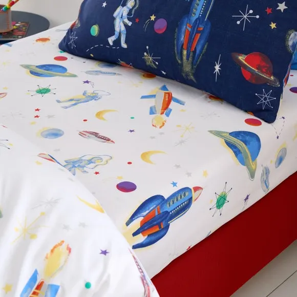 Set of 2 Space 100% Cotton Fitted Sheets 2