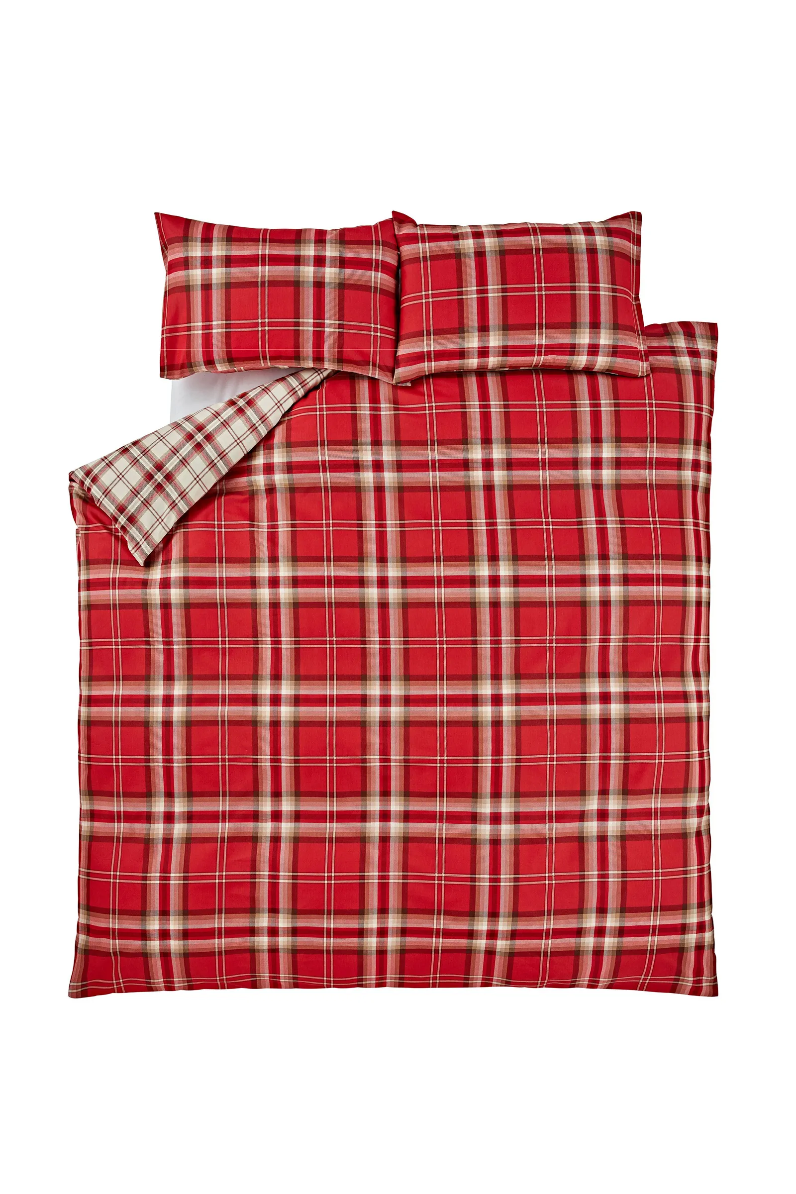 Catherine Lansfield 'Kelso Check' Reversible Duvet Cover Set in Red 5