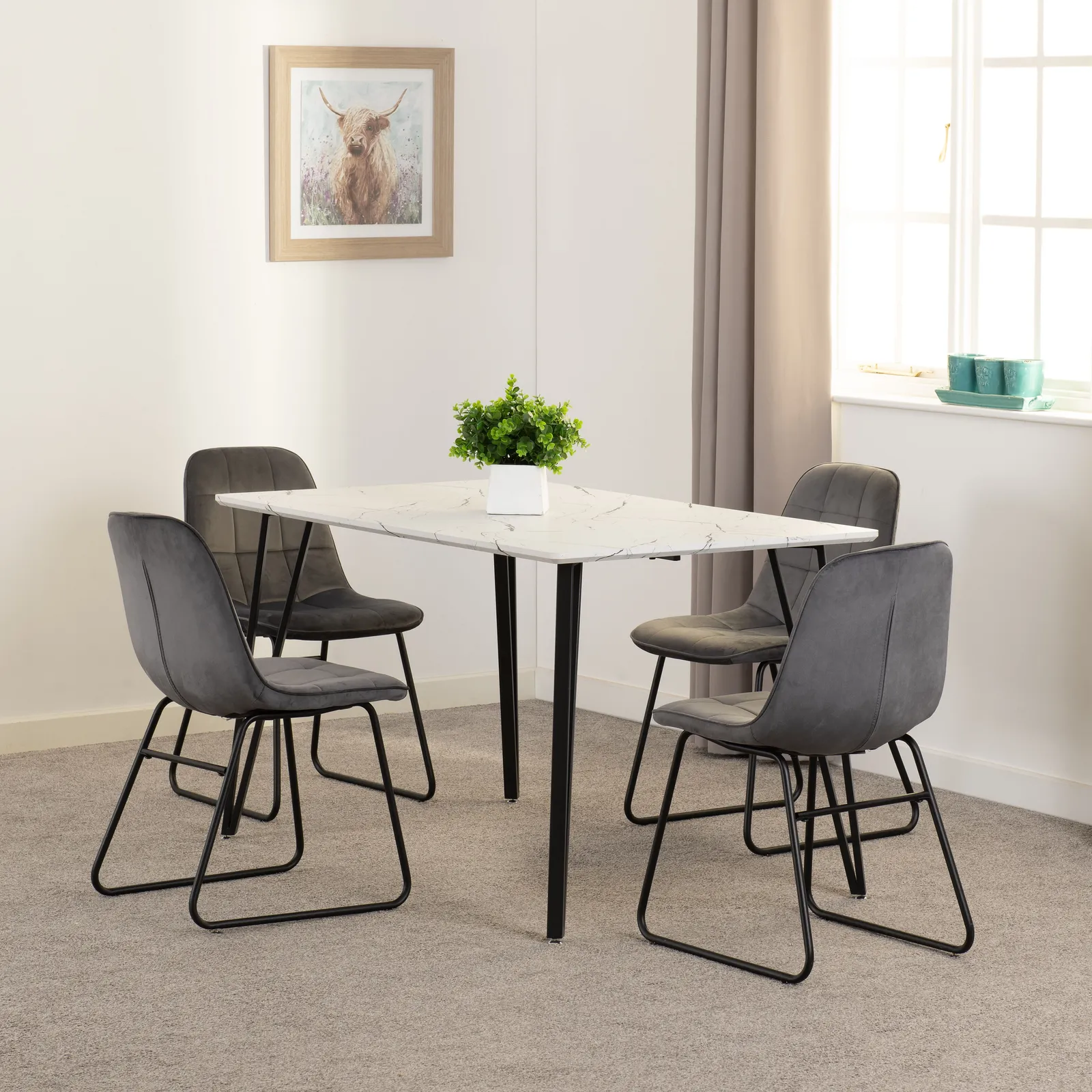 Seconique Marlow & Lukas Dining Set in Grey