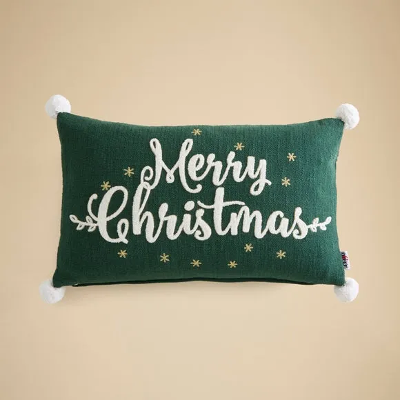 Merry Christmas Embroidered Rectangle Cushion 3