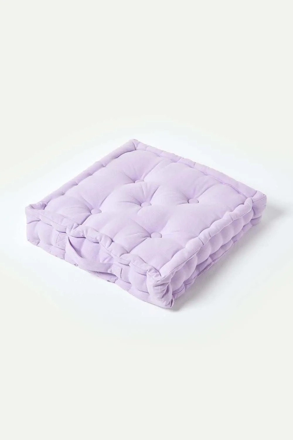 Homescapes Plain Cotton Floor Cushion in Mauve 1