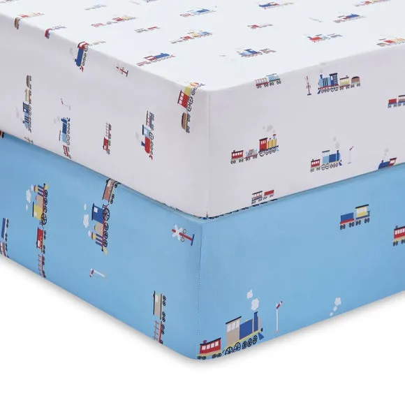 Set of 2 Little Trains Fitted Sheets 3
