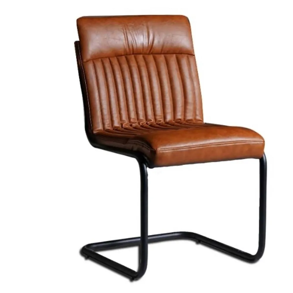 IH Design Brown Modern Leather Dining Chairs (Set of 2) 5