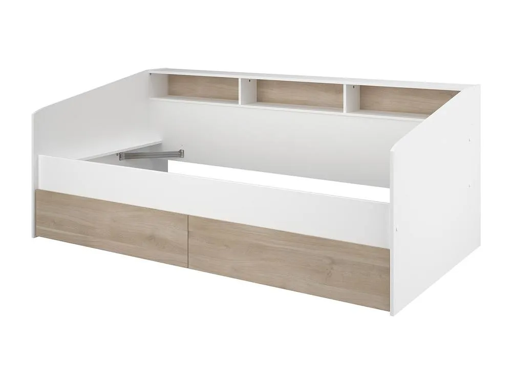 Vente-unique Bed 90 X 190/200 Cm With Storage - White & Natural - PAULETTE in Light Oak 6