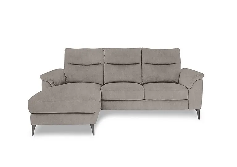Morgan Fabric 3 Seater Sofa with Left Hand Facing Chaise End - Opulence Silver