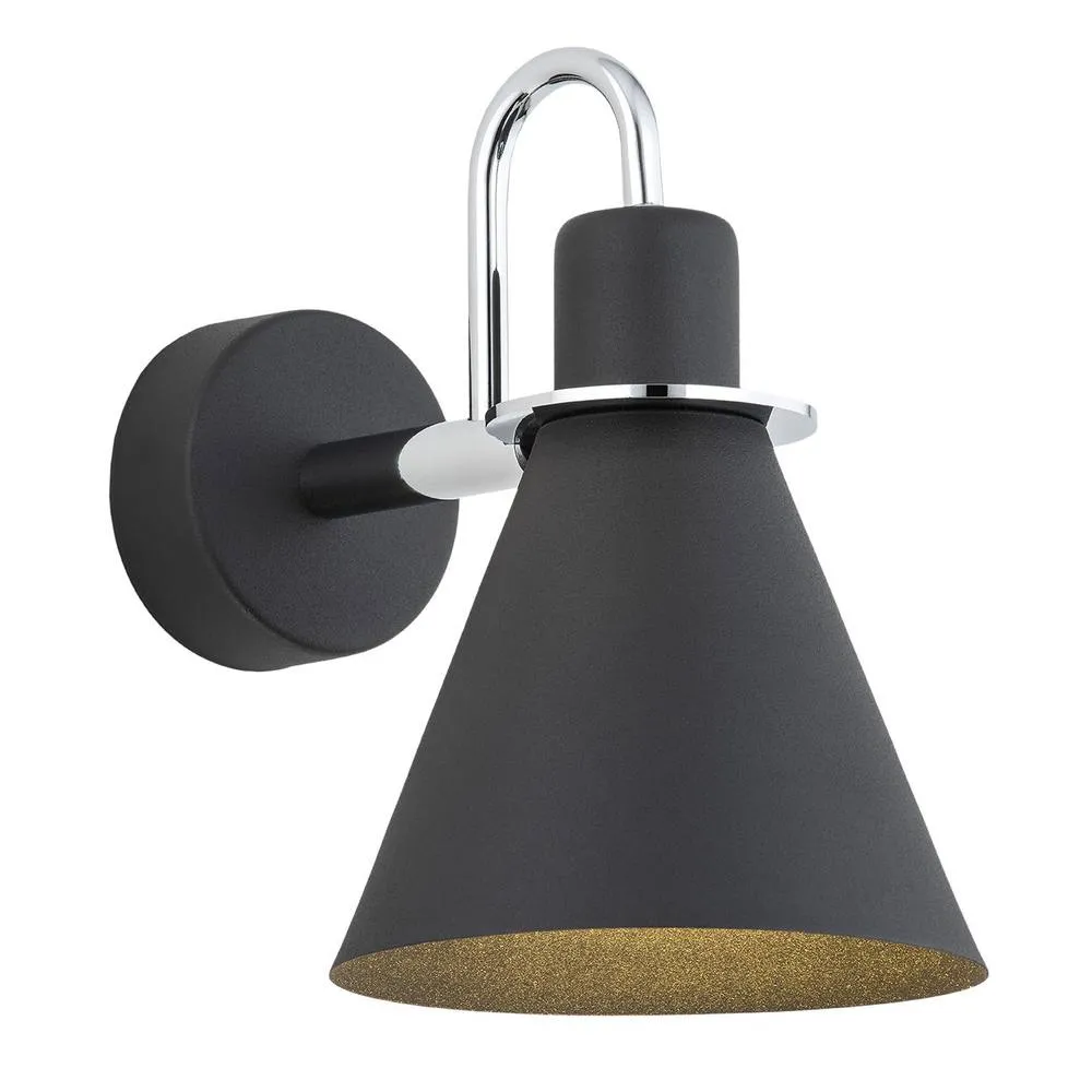 Netlighting Beverly Dome Wall Lamp Black Structure Chrome Elements
