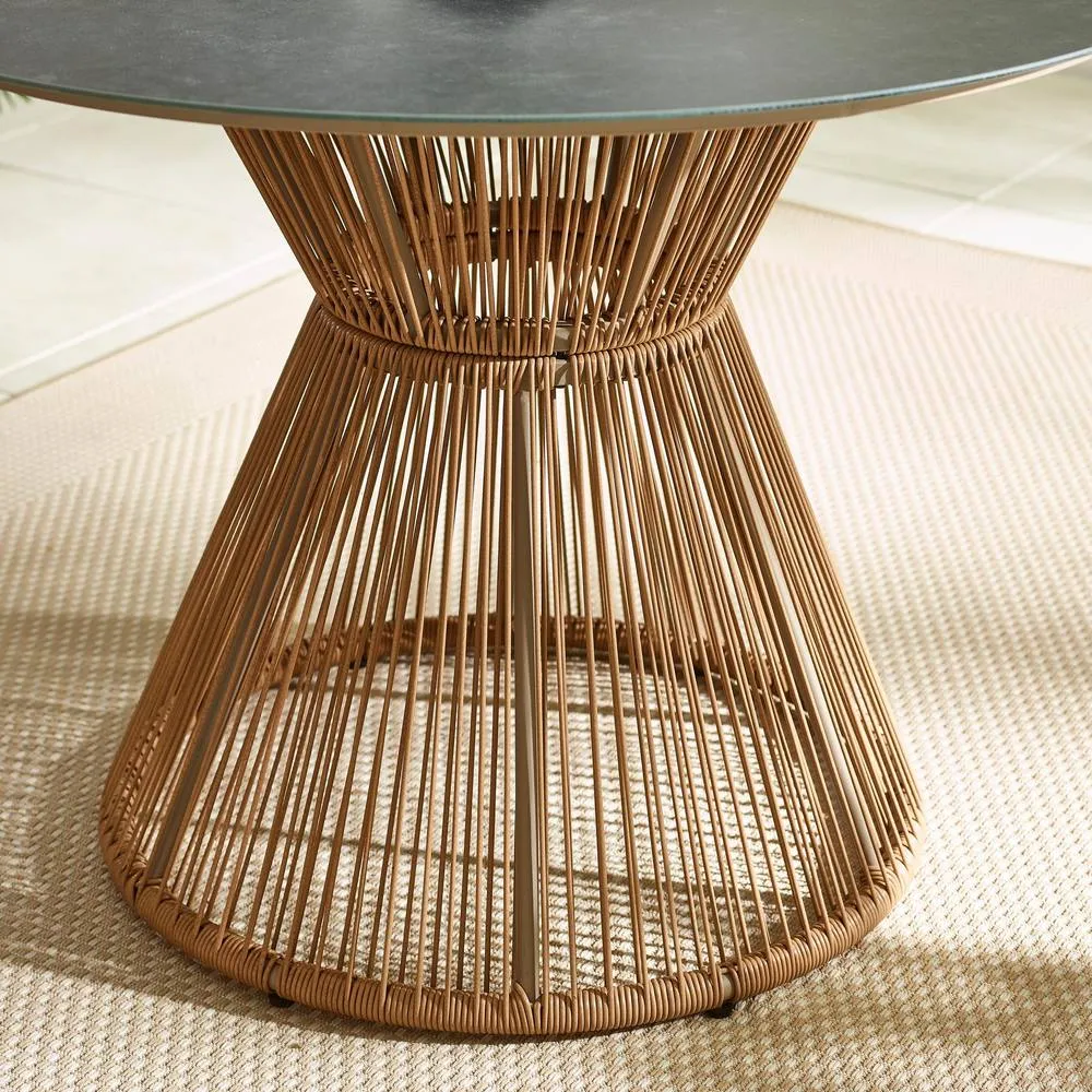 FurnitureboxUK Lanai Rattan Round Garden Dining Table in Black 2