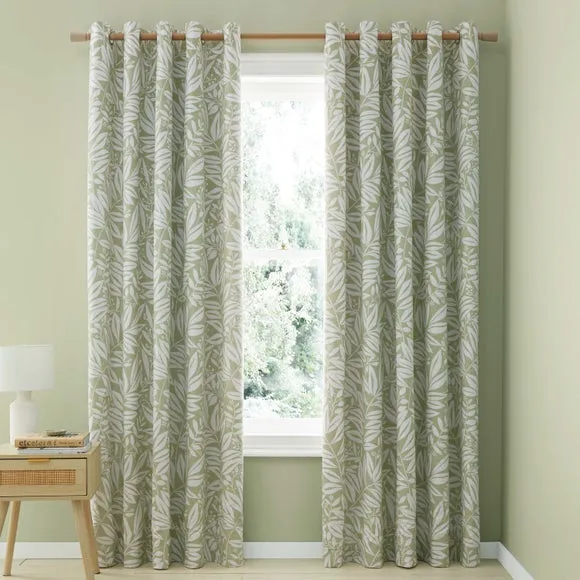 Catherine Lansfield Sorrel Leaves Reversible Eyelet Curtains 2