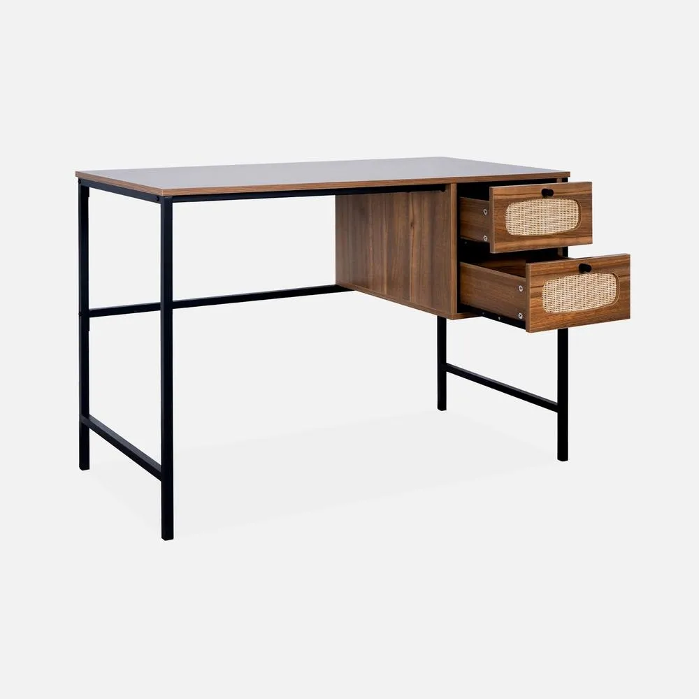 sweeek Wood & Cane Desk in Light Brown 3