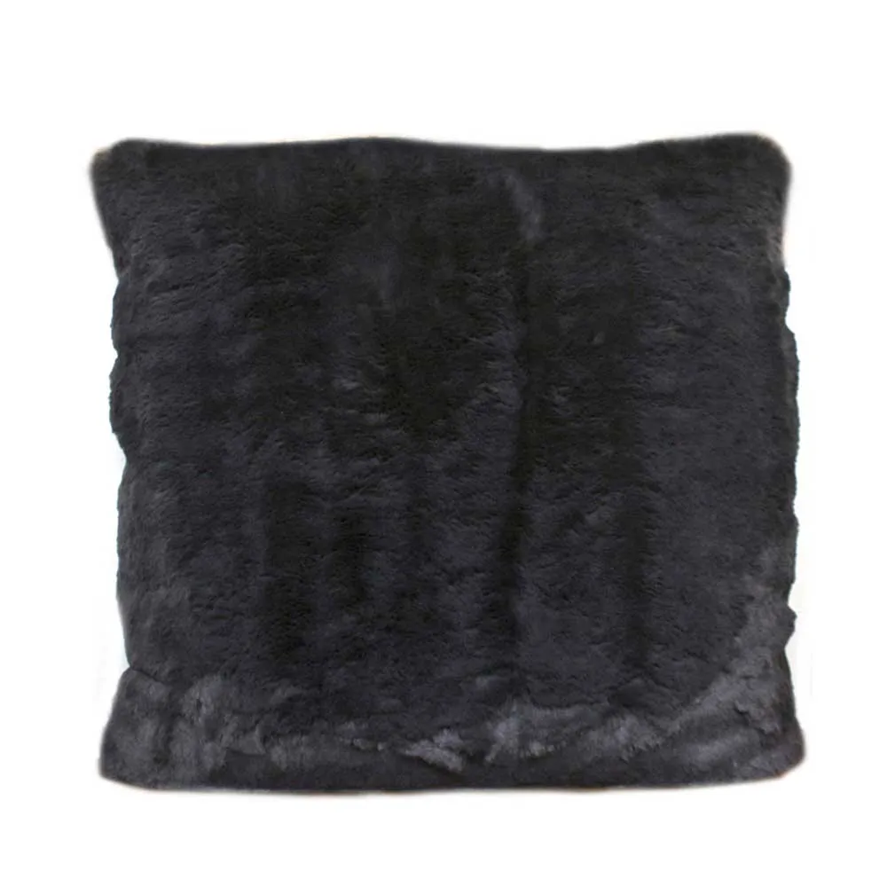 Dark grey faux fur cushion