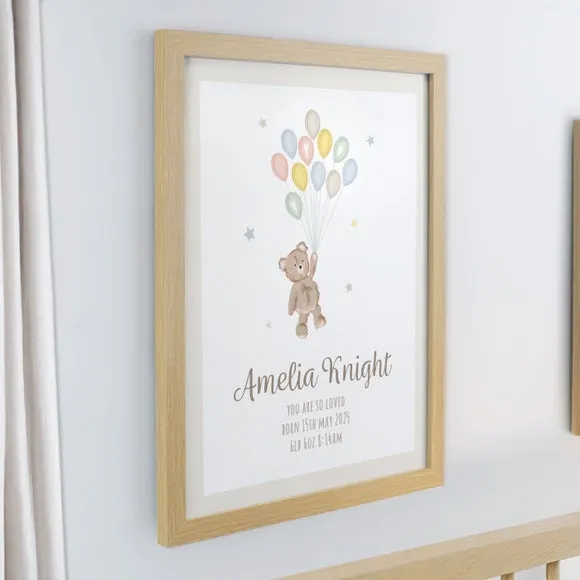 Personalised Teddy Balloon Poster Frame 2