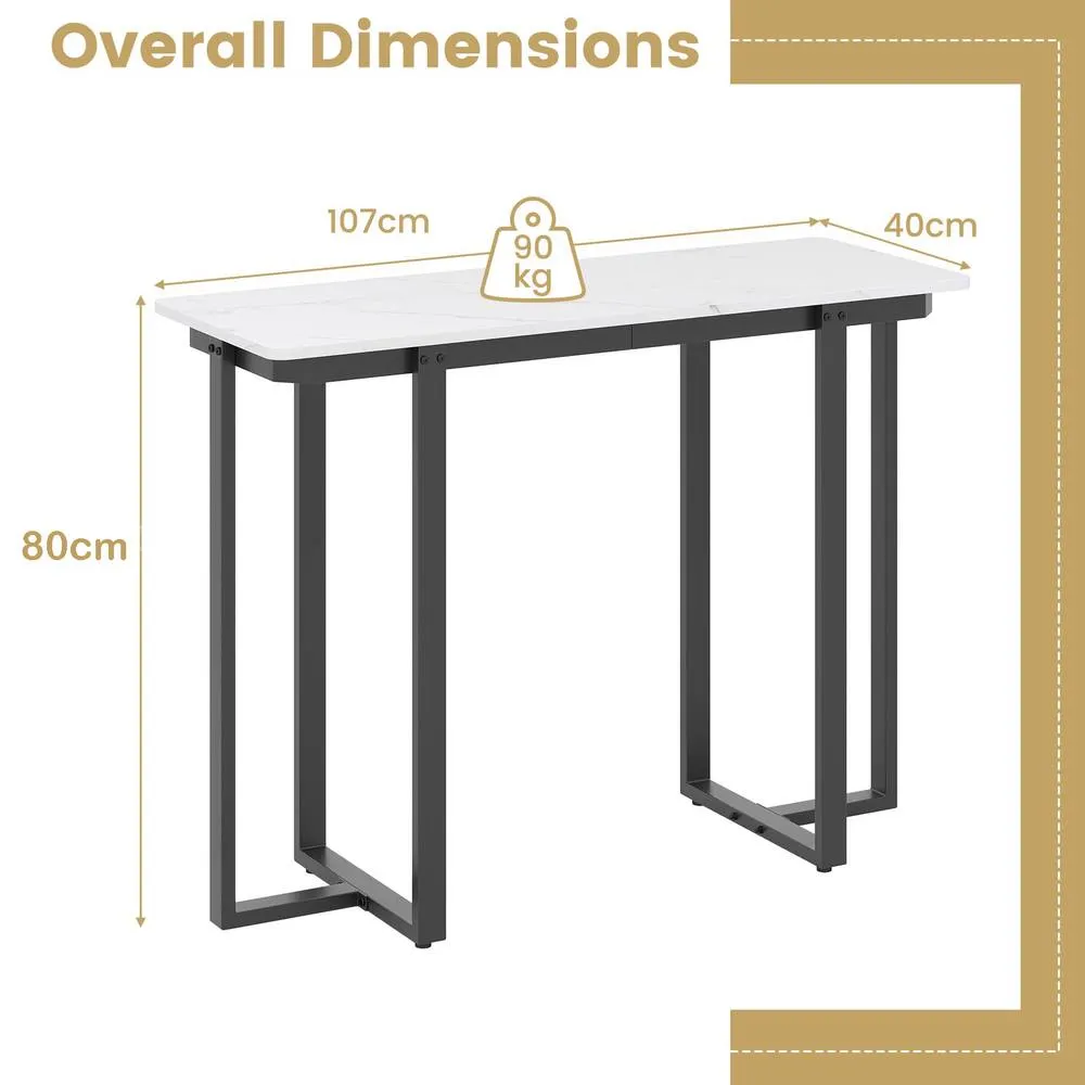 Costway Console Table Modern Faux Marble Entryway Table White & Black 2