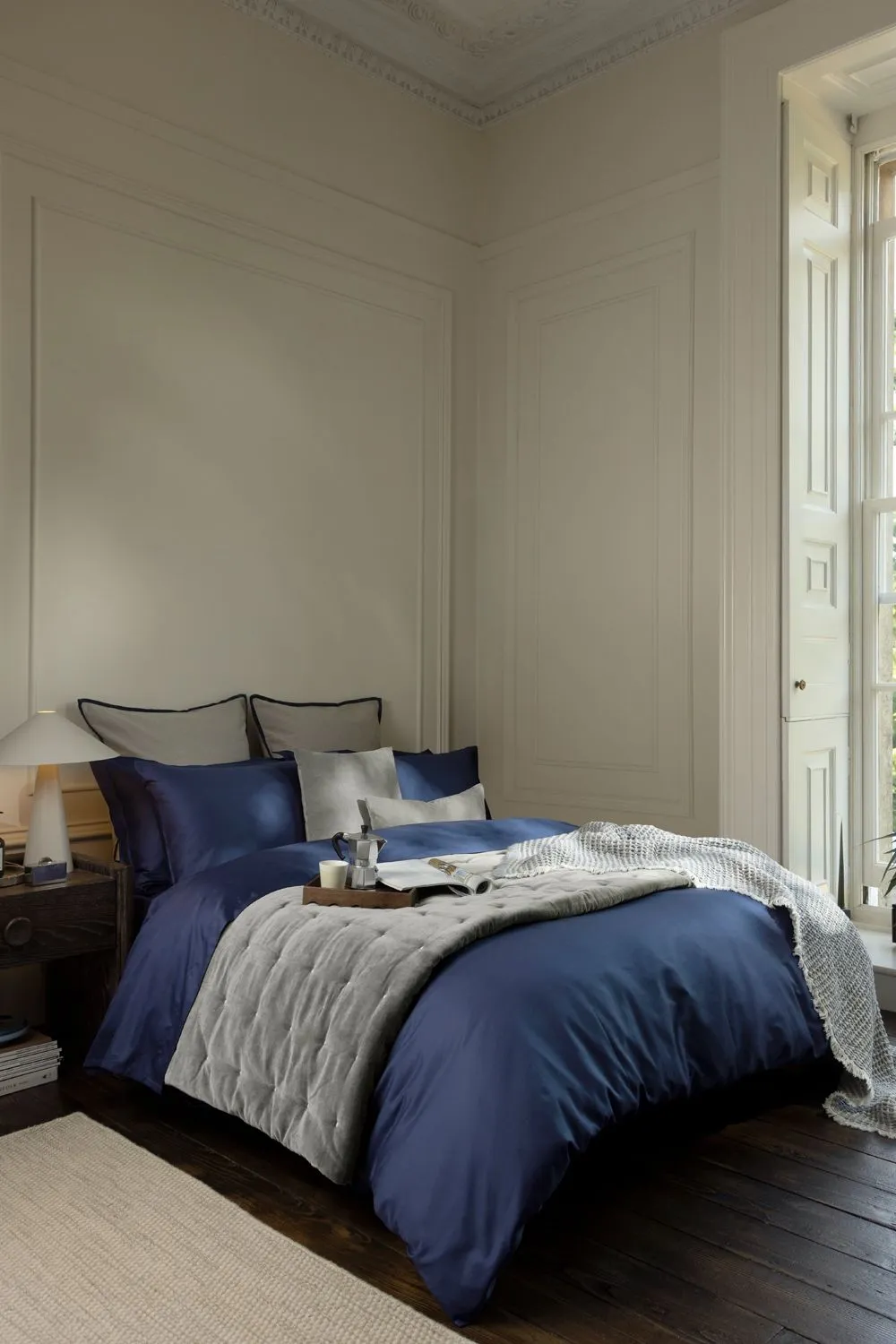 CHRISTY 400TC Luxury Cotton Sateen Plain Dye Duvet Cover Sets in Navy 1