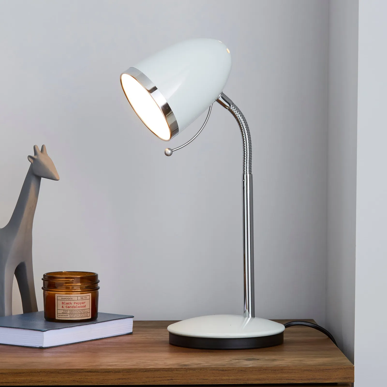 Tate White and Chrome Desk Lamp White