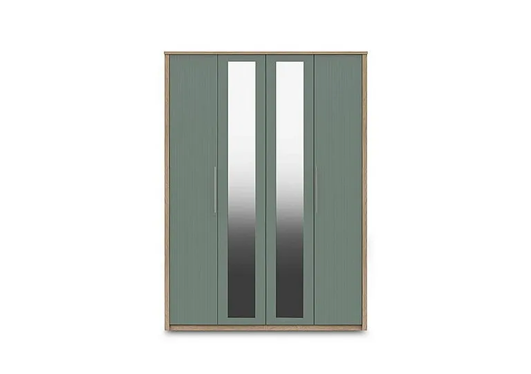 Chelsea 4 Door Tall Wardrobe with 2 Mirror Doors and Silver Handles
