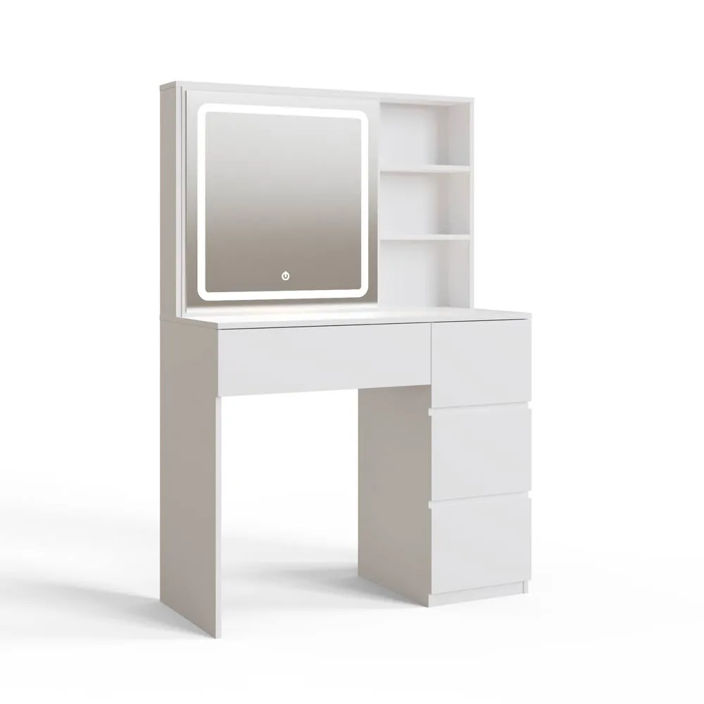 GFW Maeve Sliding Mirror Dressing Table With Hidden Storage in White 3