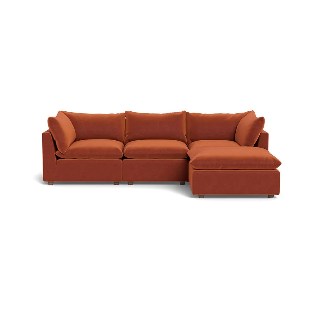 Heal's Astrid FEATHER RHF Corner Sofa Cotton Velvet Russet, Walnut Stain Feet 1