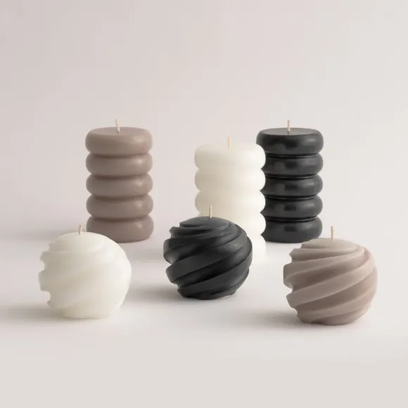 Unscented Rib Shaped Pillar Candle 3
