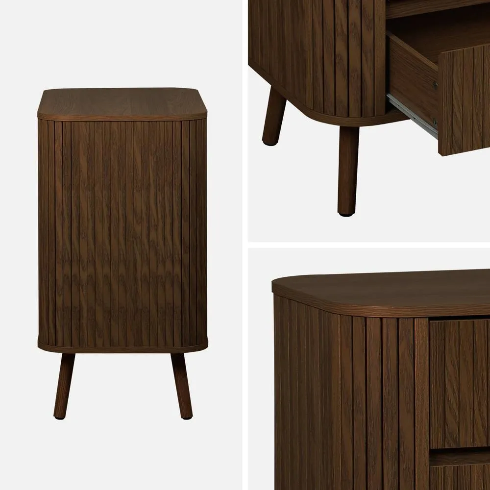 sweeek Grooved decor dresser 3 drawers in Dark Brown 6